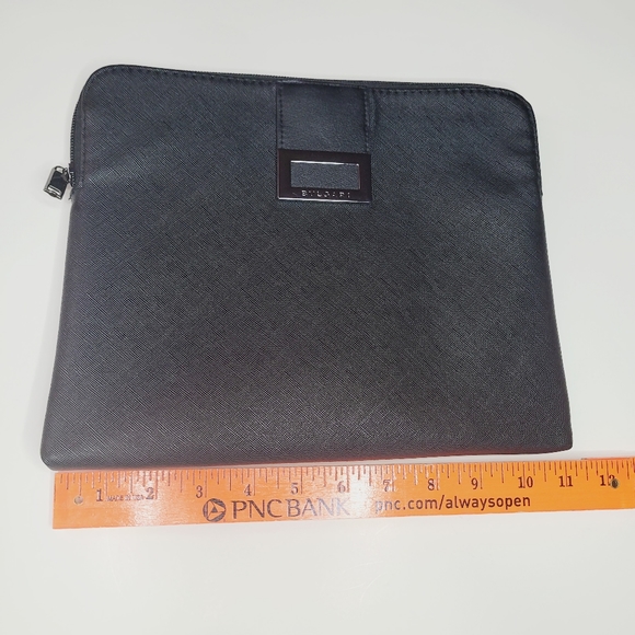BVLGARI Zipper Pouch Clutch 11" by 9" Black Classy Cute Makeup Pouch Travel - Picture 6 of 6